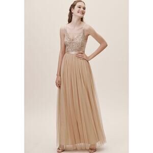 BHLDN Avery Embellished Maxi Dress Blush Size 12